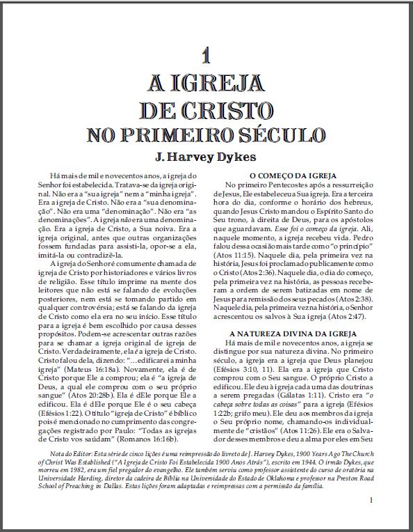 Capa da Igreja do Primeiro Século